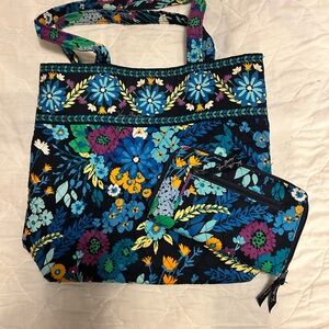 Vera Bradley Floral Tote Bag with wallet-Multicolor
